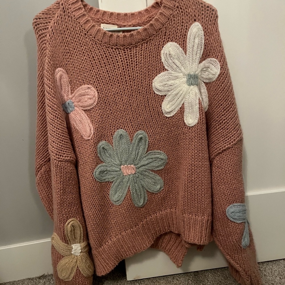 Dry Goods Dreamers Floral Knit Sweater - Dusty Rose